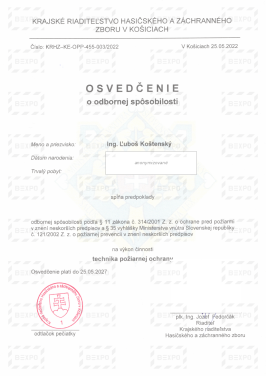 Technik požiarnej ochrany OPP Koštenský